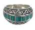 Southwestern Turquoise Inlay Water Wave Sterling Silver Ring Size 7 AX83666